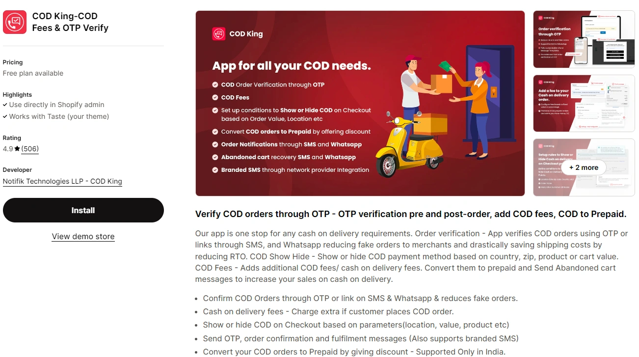COD King‑COD Fees & OTP Verify